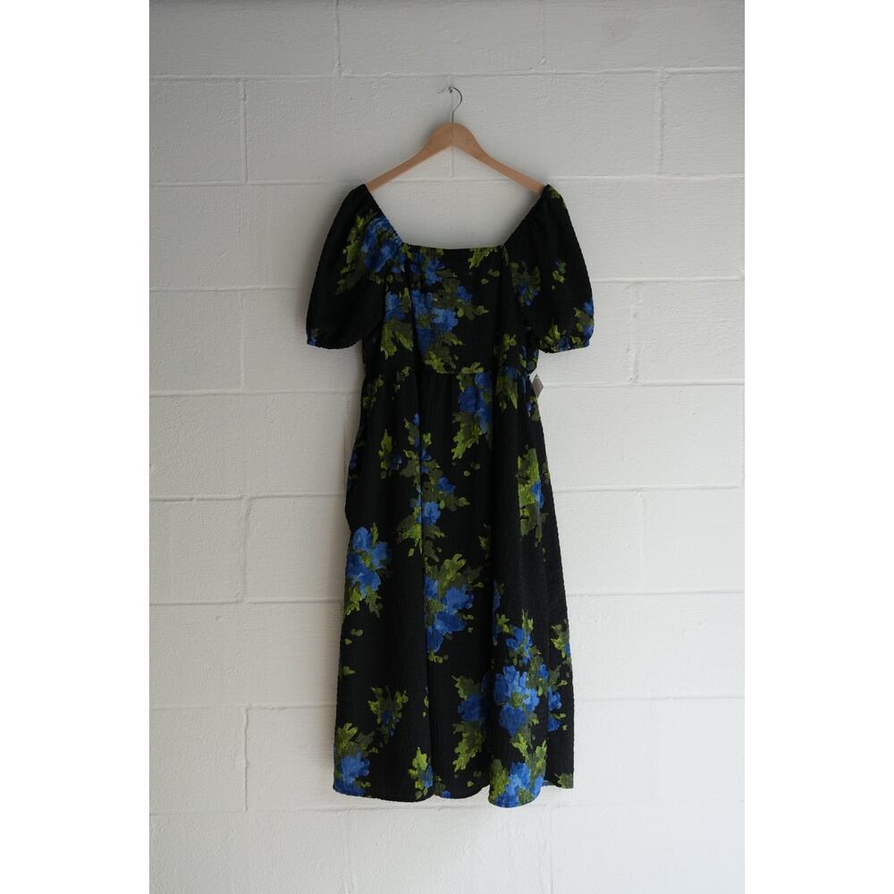 Free Assembly Floral  Puff Sleeve Midi Dress Size‎ Extra Large